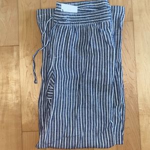 Mid-Rise Wide-Leg Linen-Blend Pants